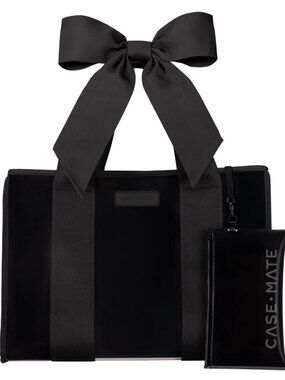 Case-Mate Black Bow Jelly Tote Clear Waterproof Beach Bag Gym Travel NWT